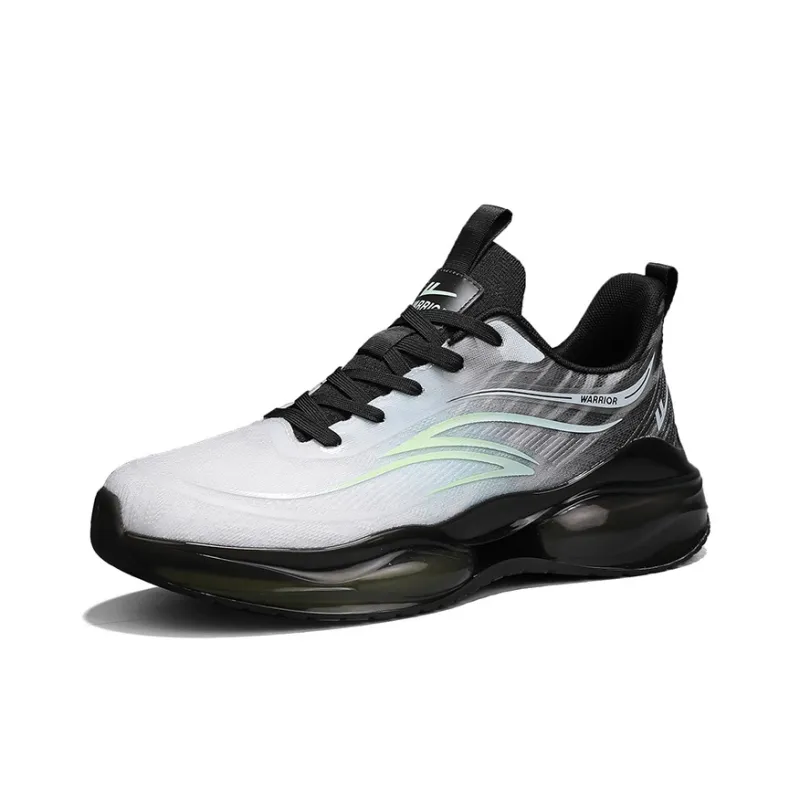 Warrior Anti Slip And Wear Resistant Height Increasing Low Top Long Distance Running Shoes Men's Gray Black Green-1