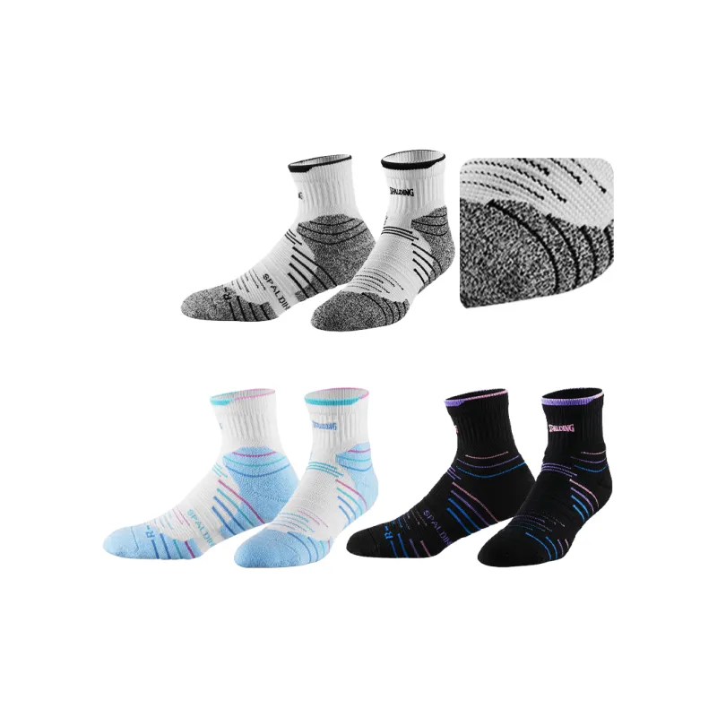 SPALDING Professional Basketball Socks Trendy Versatile Warm And Elite Compression Unisex 3 Pack White/Black-18