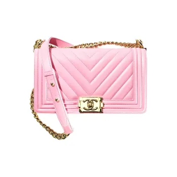CHANEL 22SS Spring And Summer LEBOY Calfskin Flap Bag, One Shoulder Handbag, Crossbody Bag Medium Size Women's Pink