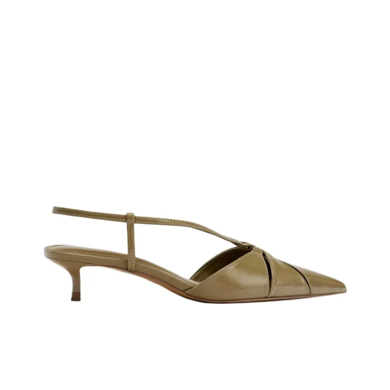 ZARA Slim Heel High Heels 4.5cm Women's Khaki Green-1