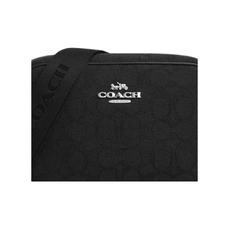 COACH Jamie Iconic Jacquard Camera Bags Crossbody Bag Shoulder Bag Women's Silver & Black-3