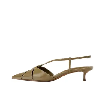 ZARA Slim Heel High Heels 4.5cm Women's Khaki Green