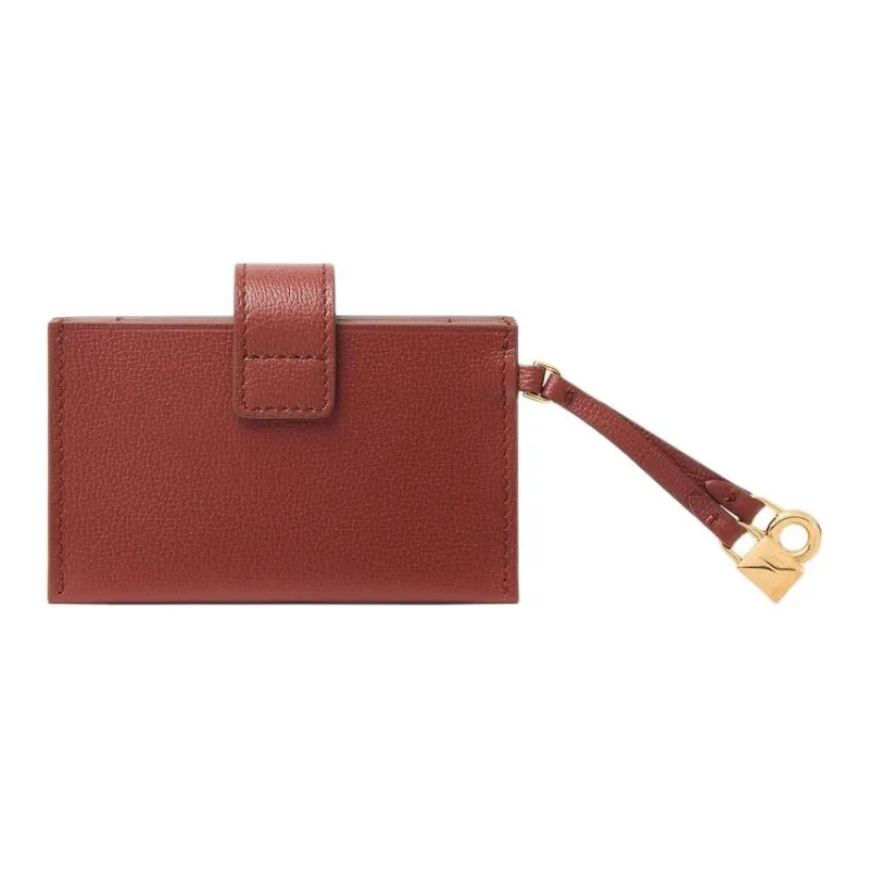 Loro Piana Cow Leather Card Holder Women's Maple Leaf Red-1