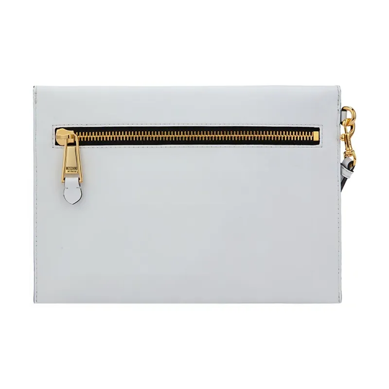 MOSCHINO Leather Clutch Regular Women's White-2