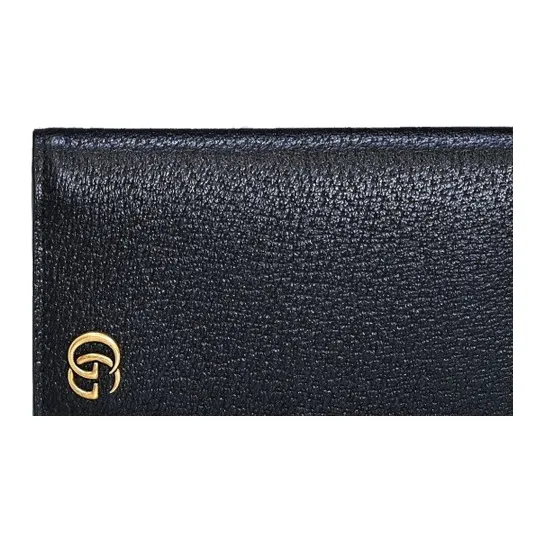 GUCCI GG Marmont Leather Long Double Fold Wallet Regular Men's Black-4