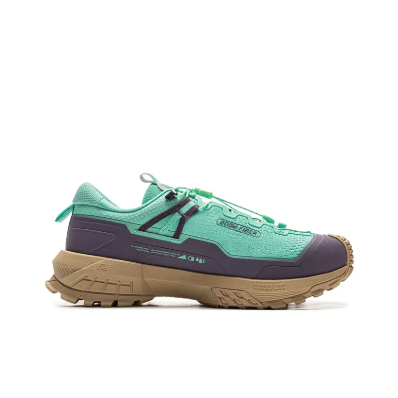 LiNing XuanChuan PRO Cushioning, Slip Resistant, And Abrasion Resistant Low Top Hiking Shoes Unisex Green Purple-1