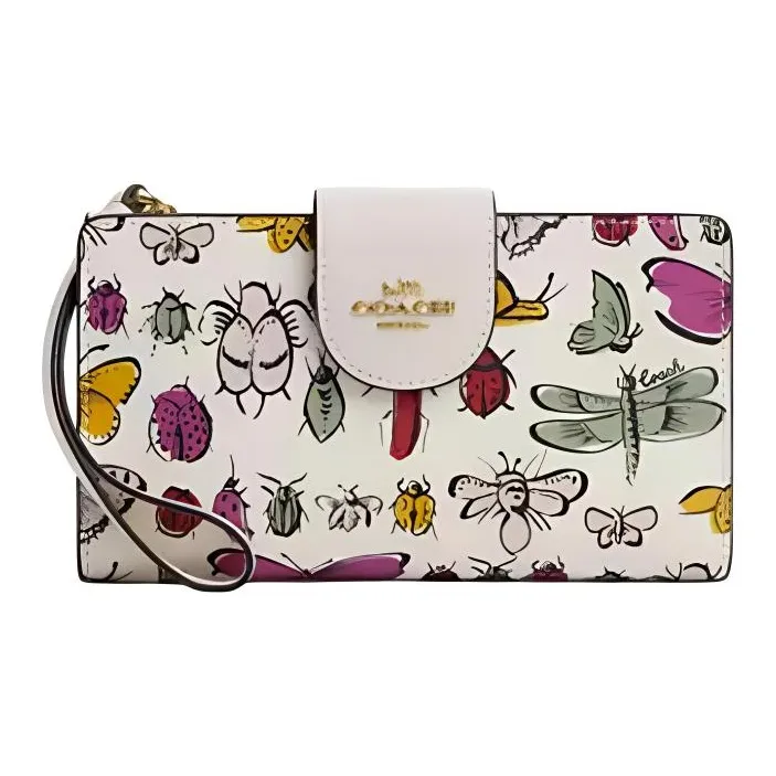 COACH Coated Canvas With Leather Wallet Trumpets Women's Gold & Chalk Multicolor-0