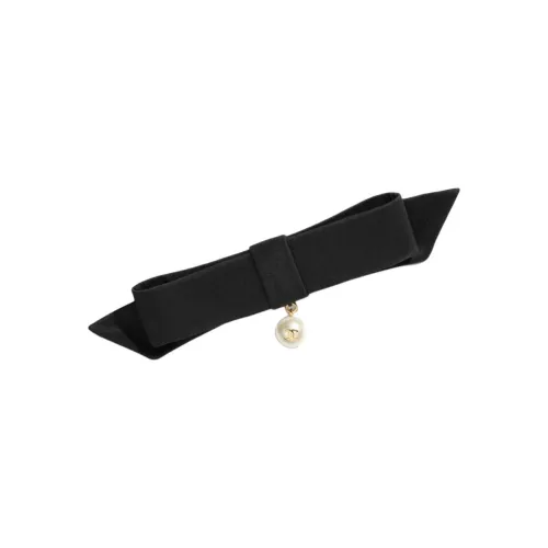 CHANEL Silk Hair Clips Women's Black