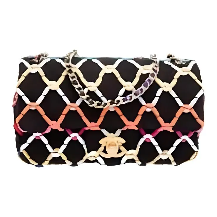 CHANEL Classic Flap CF Small Gold Ball Tweed With Woolen Woven Woolen Woven Crossbody Bag Mini Women's Multicolor-2