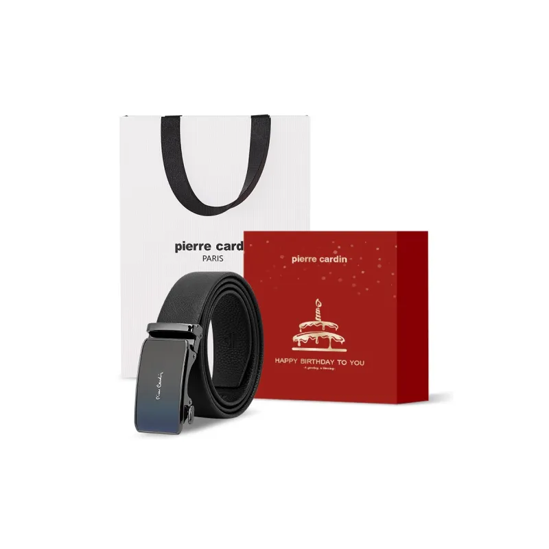 PIERRE CARDIN Genuine Cow Leather Automatic Buckle Father, Dad, And Father in Law Box Men's Width 3.5CM-4