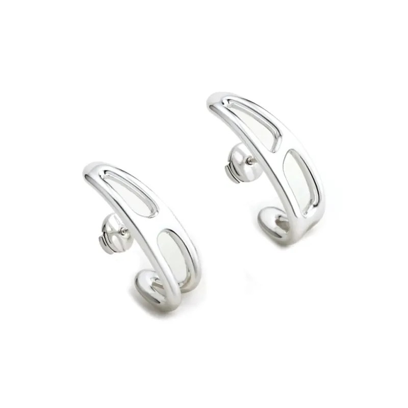 HERMES 925 Sterling Silver Earrings Women's Silver-2