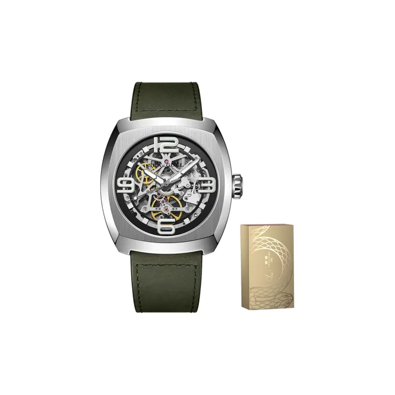 Sea Gull Street Fighter Collection Automatic Mechanical Movement Genuine Leather Strap Watch Men's Watches Cut Out Dial-1