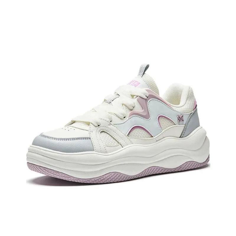 Anta Anti Slip And Wear Resistant Coverage Low Top Skateboard Shoes Women's White Gray Pink Purple-1