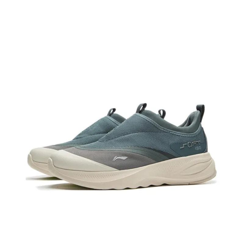 LiNing SOFT GO 2 Non-slip Wear-resistant Shock Absorption Low-Top Casual Shoes Men's Blue Gray-2