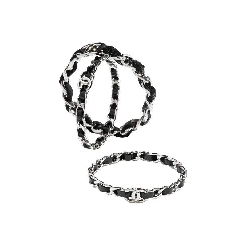 CHANEL Metal Bangles Women's Black-1