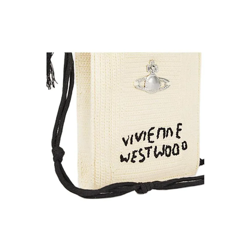 Vivienne Westwood Organic Cotton Flower Shoulder Bag, Crossbody Bag Trumpets Men's Ivory-5