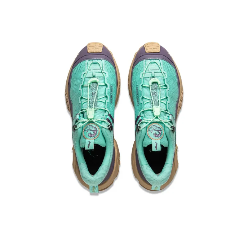 LiNing XuanChuan PRO Cushioning, Slip Resistant, And Abrasion Resistant Low Top Hiking Shoes Unisex Green Purple-3
