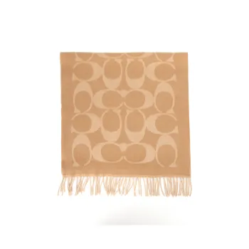 COACH Cashmere Knit Scarves Unisex Camel