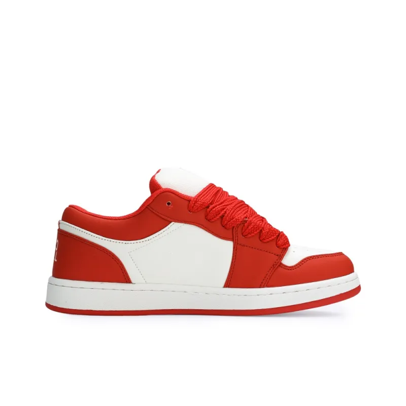 GLO BULL Skateboard Shoes Unisex Low Top White Red-1