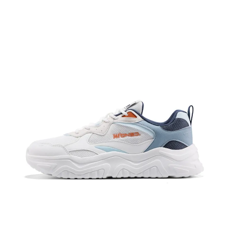 361° Non slip Wear resistant Shock Absorption Low Top Casual Sprint Running Shoes Men's White Blue-0