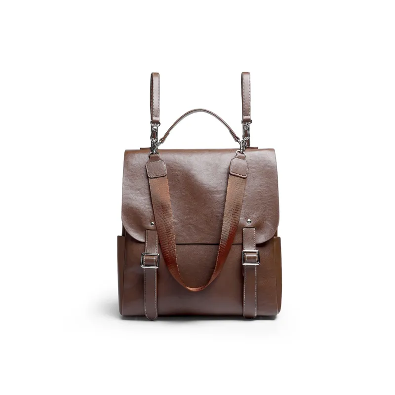 Mulinsen Synthetic Leather Backpack Unisex Black/Light Coffee-6