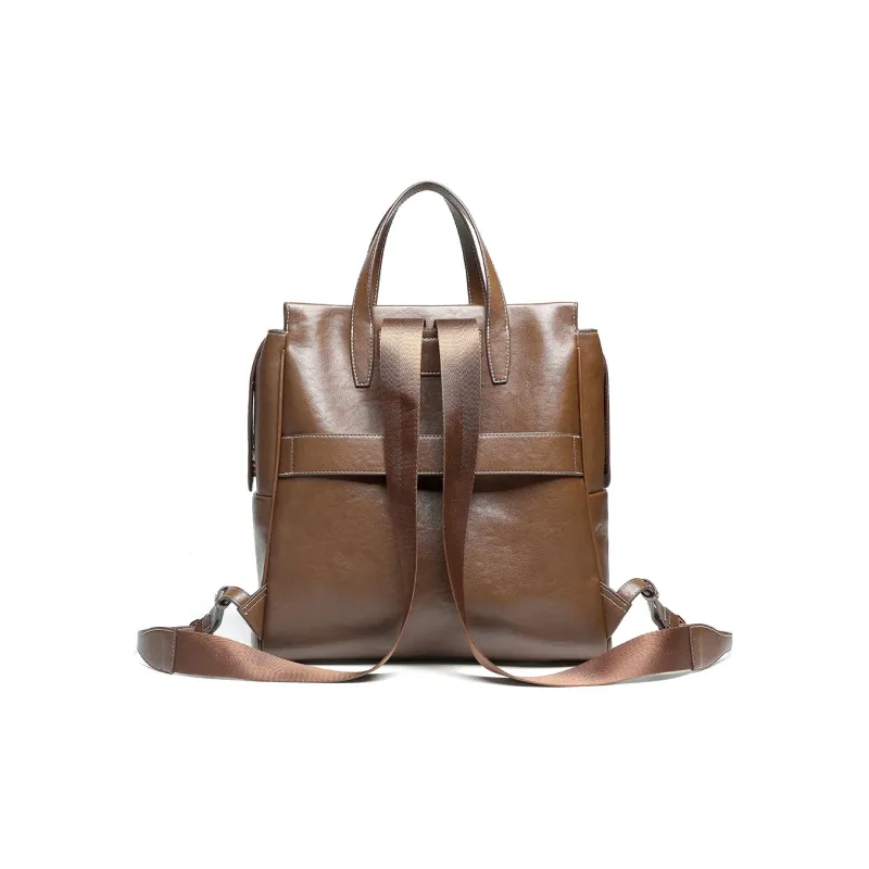 Mulinsen Synthetic Leather Backpack Unisex Black/Light Coffee-13