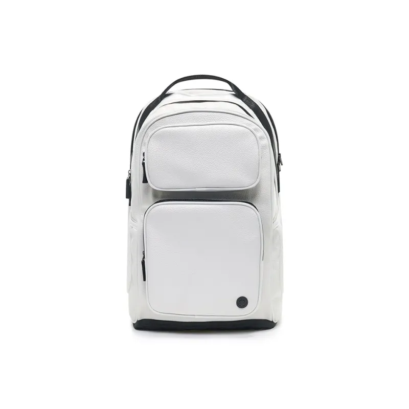 RIGORER New Litchi Grain PU Leather Backpack Unisex Black/White-9