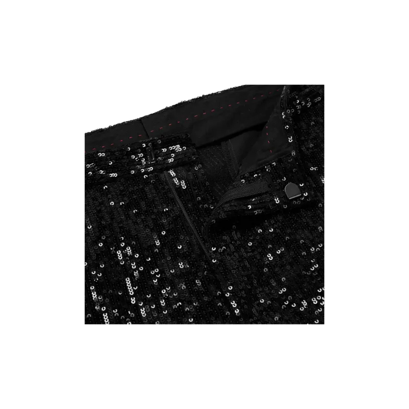 HUGO BOSS Trousers In Sequinned Performance Stretch Satin Casual Pants Men's Black-5