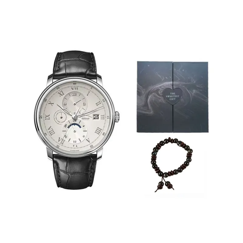 BORMAN Automatic Mechanical Movement Cowhide Strap Watch Men's Watches Beige Watch Dial-6