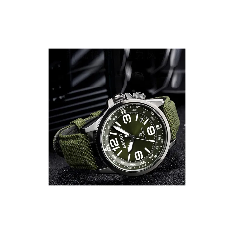 SEIKO Prospe Manual Mechanical Movement Nylon Strap Watch Men's Watches Green Dial-4