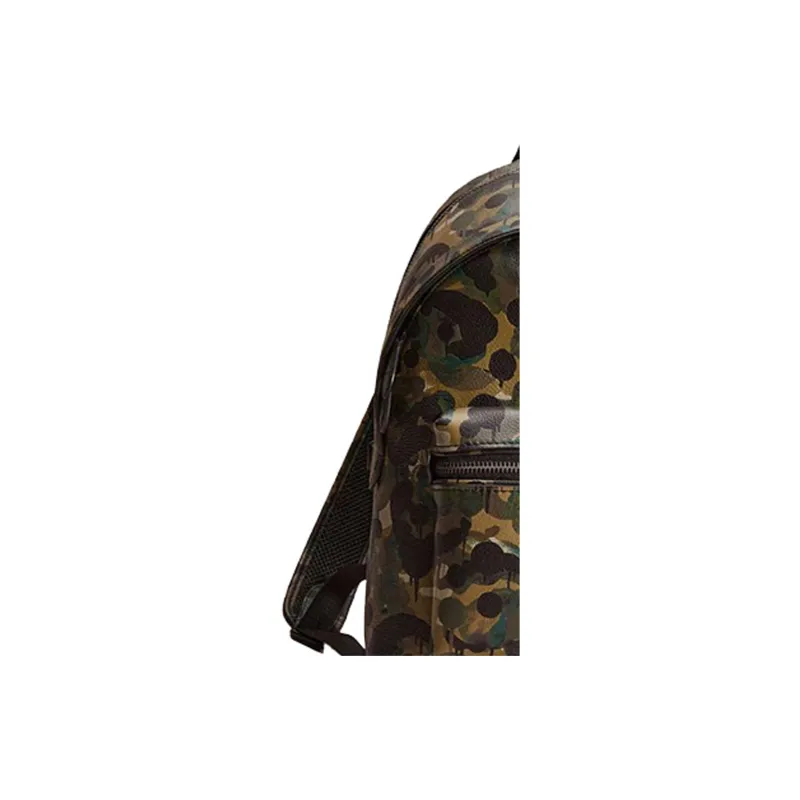 COACH Charter Glossy Pebbled Leather Backpack Large Size Men's Camouflage Green-2