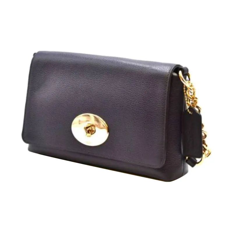 COACH Crosstown Leather Shoulder Bag Crossbody Bag Women's Dark Blue-3