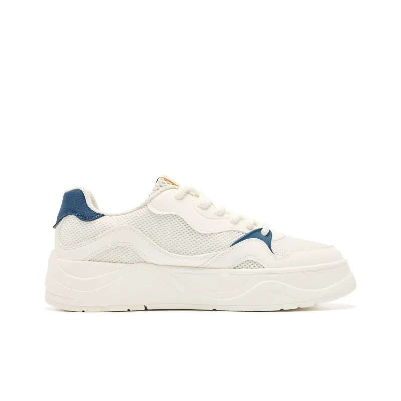 QIAODAN Anti Slip And Wear Resistant Lightweight Low Top Skateboard Shoes Men's White Blue-1