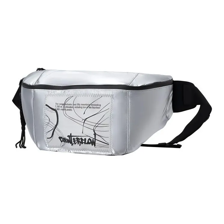 LiNing Fabric Shoulder Bag, Crossbody Bag, Fanny Pack Regular Unisex Silver-0