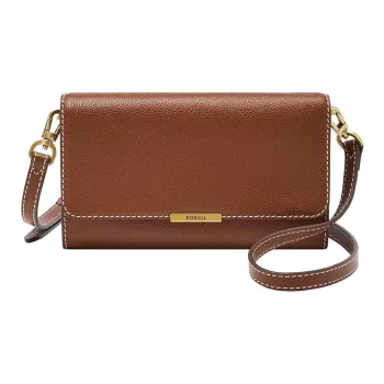 FOSSIL Genuine Leather Shoulder Bag Women's Coffee
