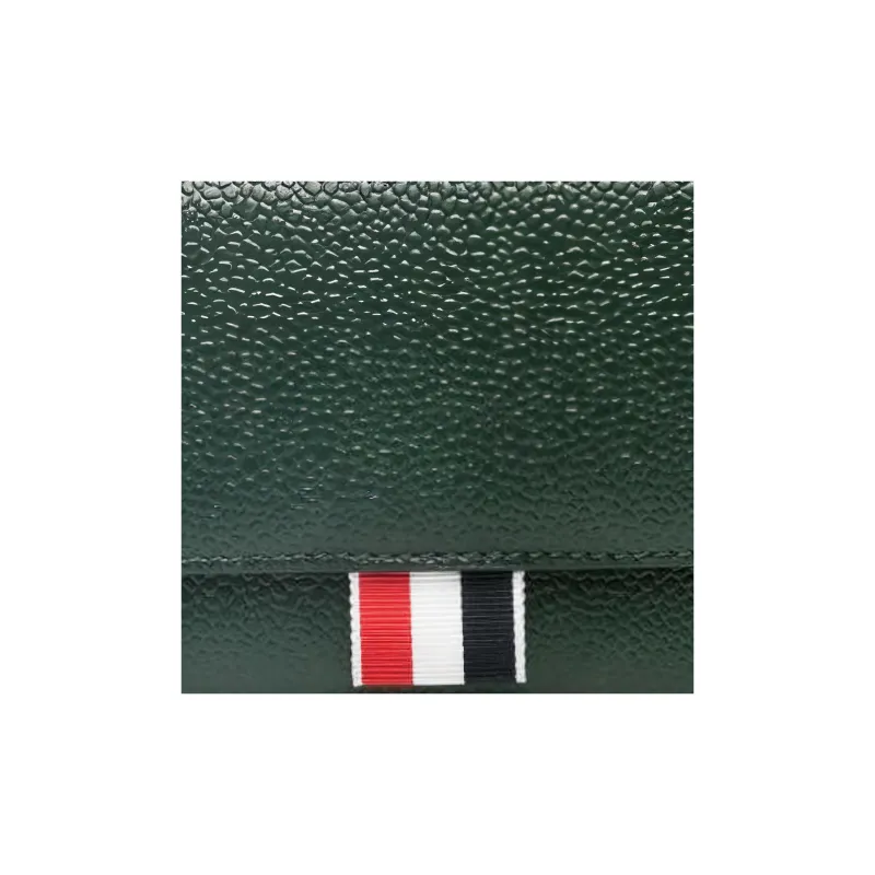 THOM BROWNE Rwb Stripe Pebbled Leather Wallet-3