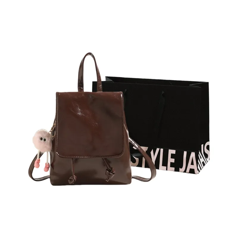 Cwatcun PU Backpack Regular Women's Brown/Silver/Black/White/Pink-0