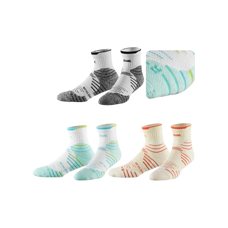 SPALDING Professional Basketball Socks Trendy Versatile Warm And Elite Compression Unisex 3 Pack White/Black-2