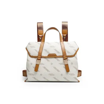 Mulinsen Synthetic Leather Backpack Regular Unisex Ecru/Coffee
