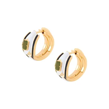 LOEWE 925 Sterling Silver, Crystal Earrings Unisex Gold