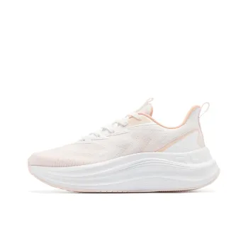 QIAODAN Cushioned Slip Resistant Abrasion Resistant Low Top Casual Running Shoes Women's White Pink