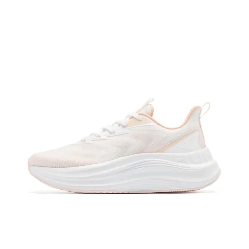 QIAODAN Cushioned Slip Resistant Abrasion Resistant Low Top Casual Running Shoes Women's White Pink