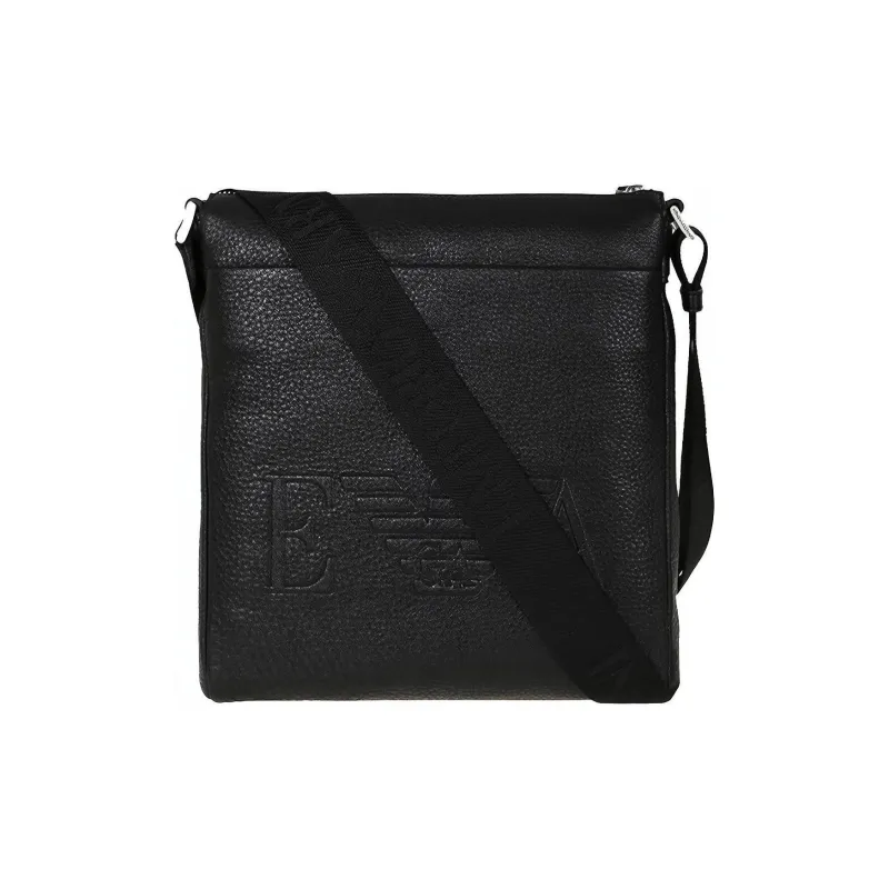 EMPORIO ARMANI Leather Shoulder Bag Crossbody Bag Men's Black-0
