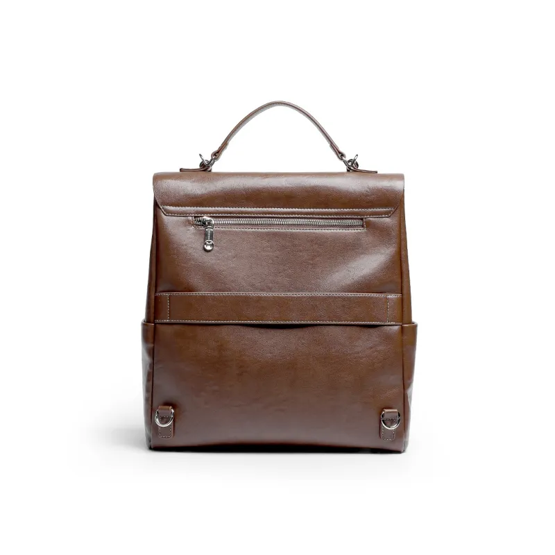 Mulinsen Synthetic Leather Backpack Unisex Black/Light Coffee-9