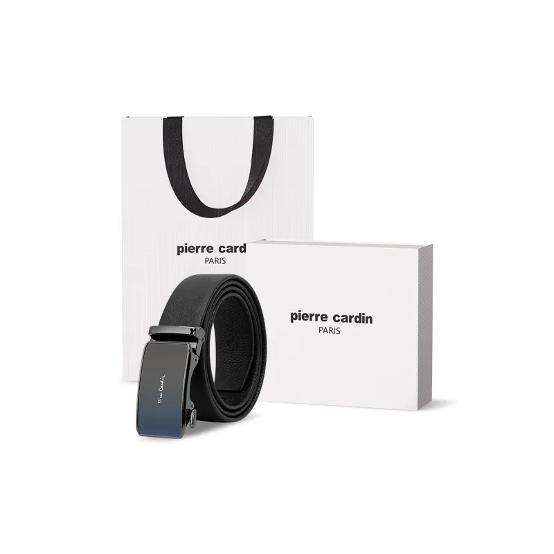 PIERRE CARDIN Genuine Cow Leather Automatic Buckle Father, Dad, And Father in Law Box Men's Width 3.5CM-0