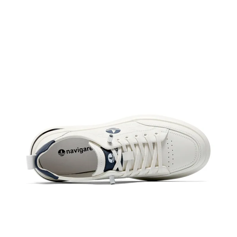 NAVIGARE Small Sailboat Height Increasing Low Top Skateboard Shoes Men's White-2