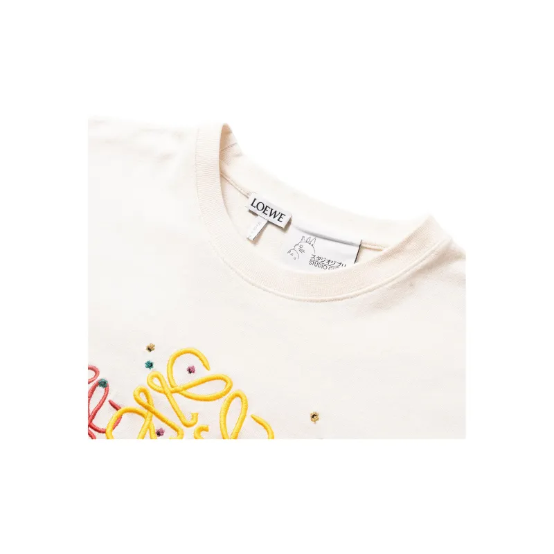 LOEWE Drop Shoulder Sleeve T Shirt Women's Ecru-6