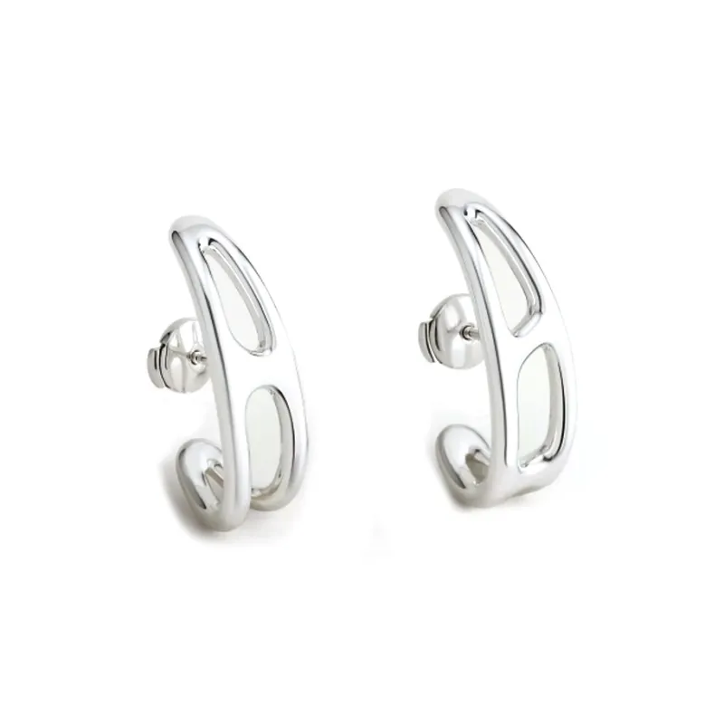 HERMES 925 Sterling Silver Earrings Women's Silver-0