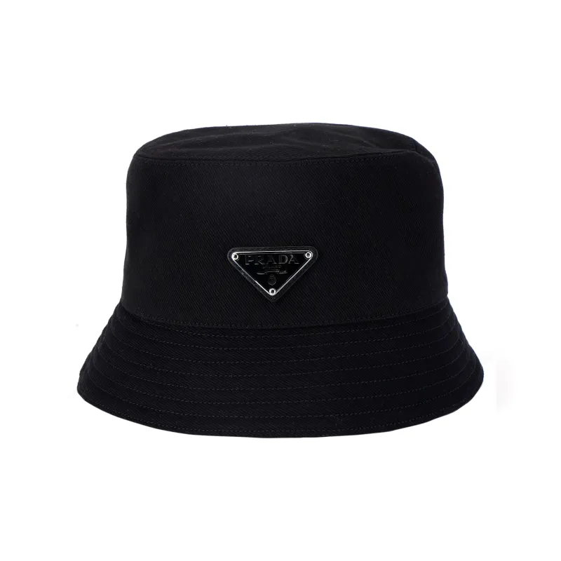 PRADA Triangle-logo Shearling Bucket Hat-0