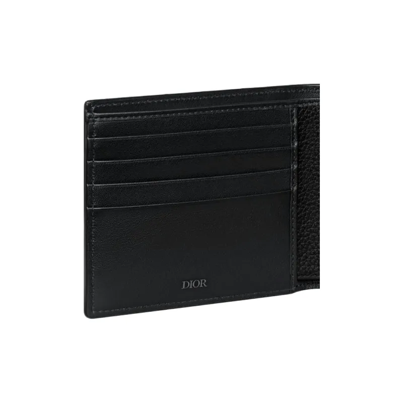 DIOR Grained Calfskin Wallet Men's Black-5
